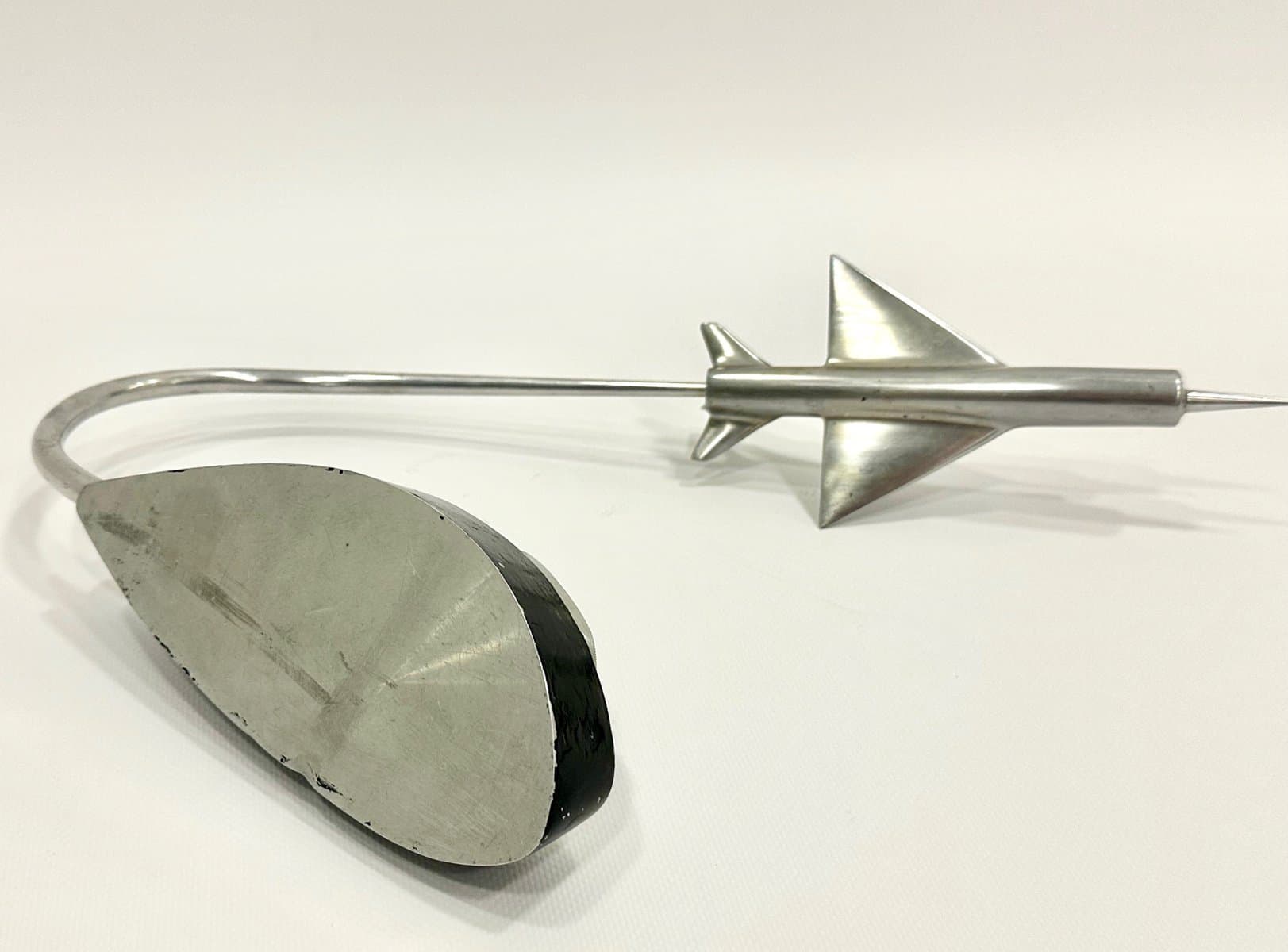 Model samolotu biurkowy, srebrny, aluminium, Polska, lata 50. - 155091