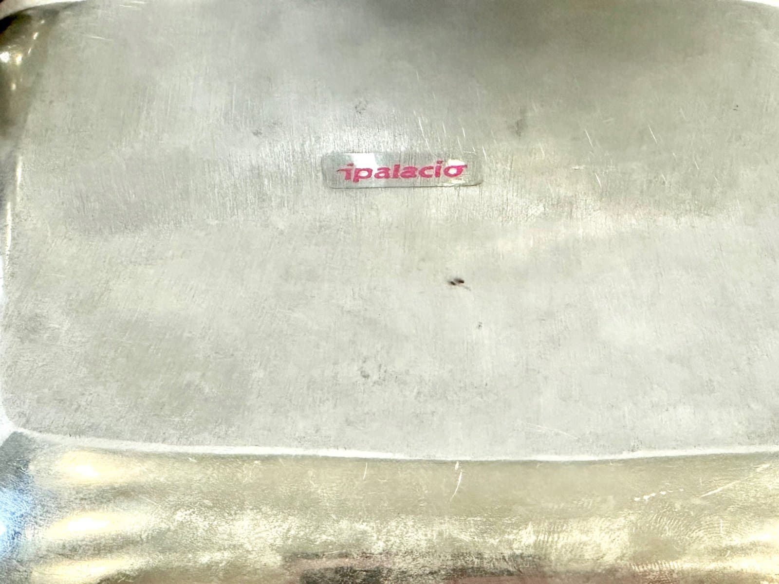 Zestaw dekoracyjny kul z tacką, czerwony srebrny, aluminium emaliowane, Włochy, lata 60. - 155123