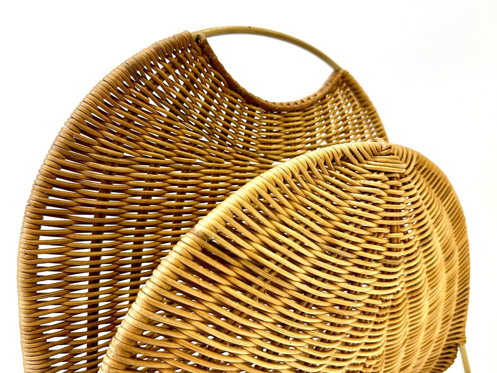 Stojak na gazety, beżowy, wiklina, stal, Niemcy, lata 60. - 155168