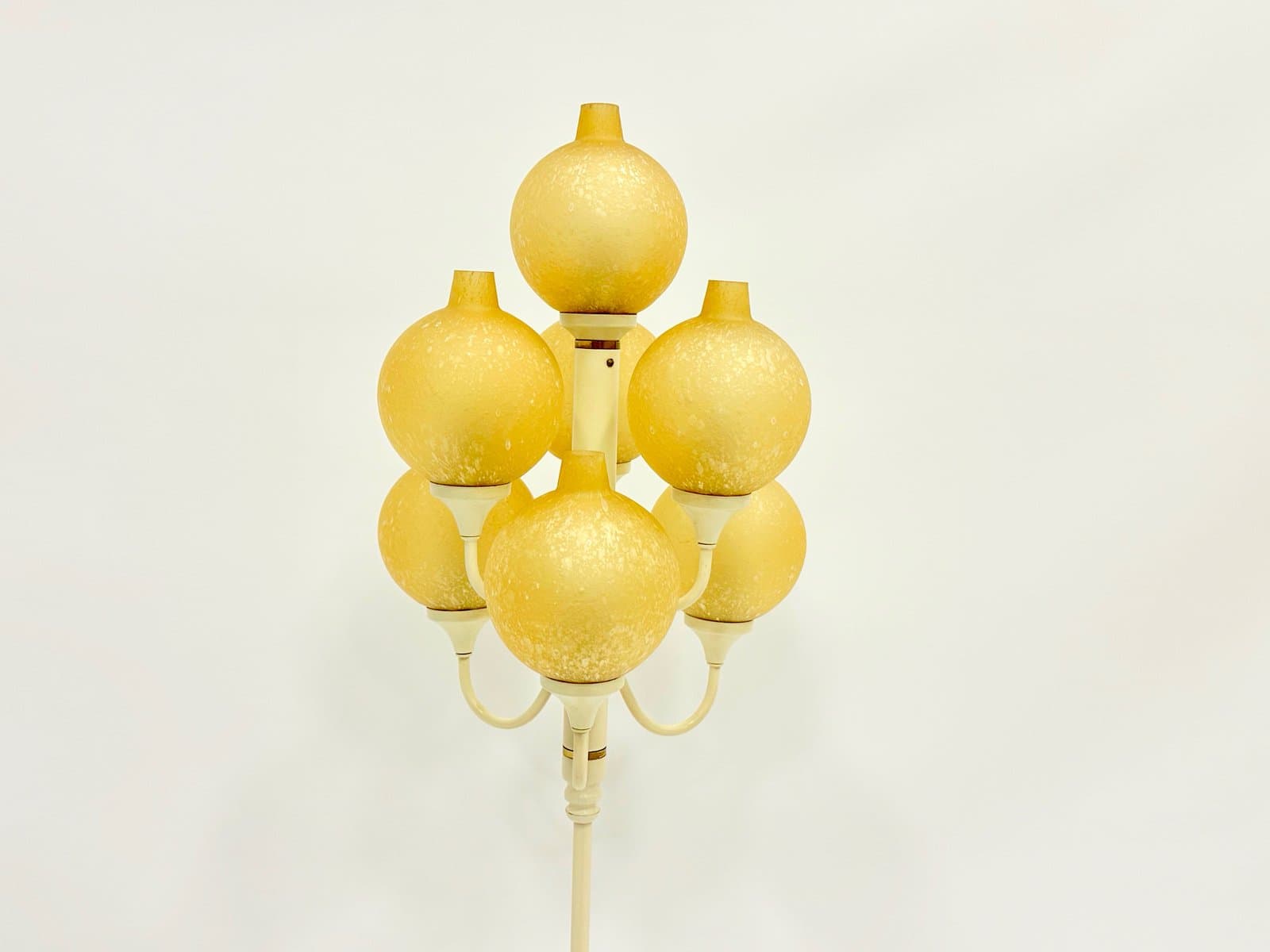 Lampa stołowa Space Age Tulip, szkło bursztynowe, stal kremowa, lata 60. - 155234