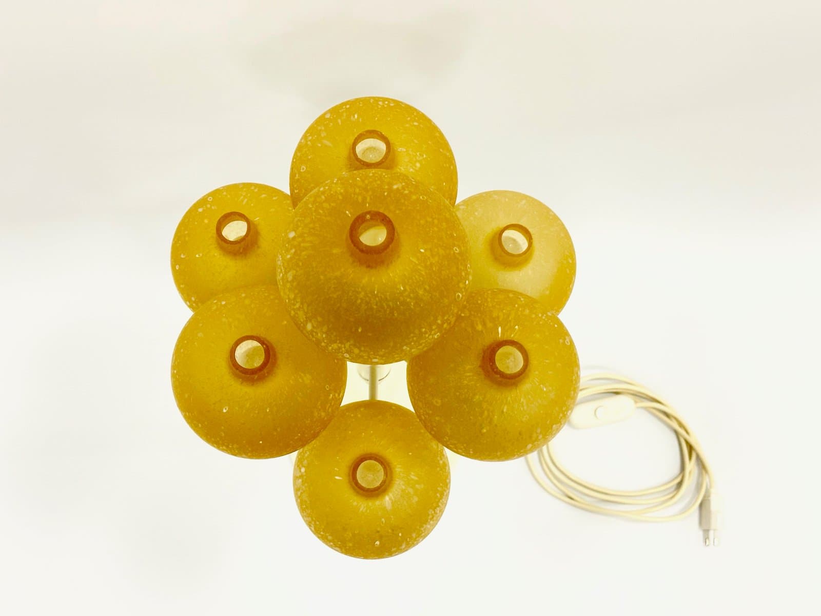 Lampa stołowa Space Age Tulip, szkło bursztynowe, stal kremowa, lata 60. - 155232