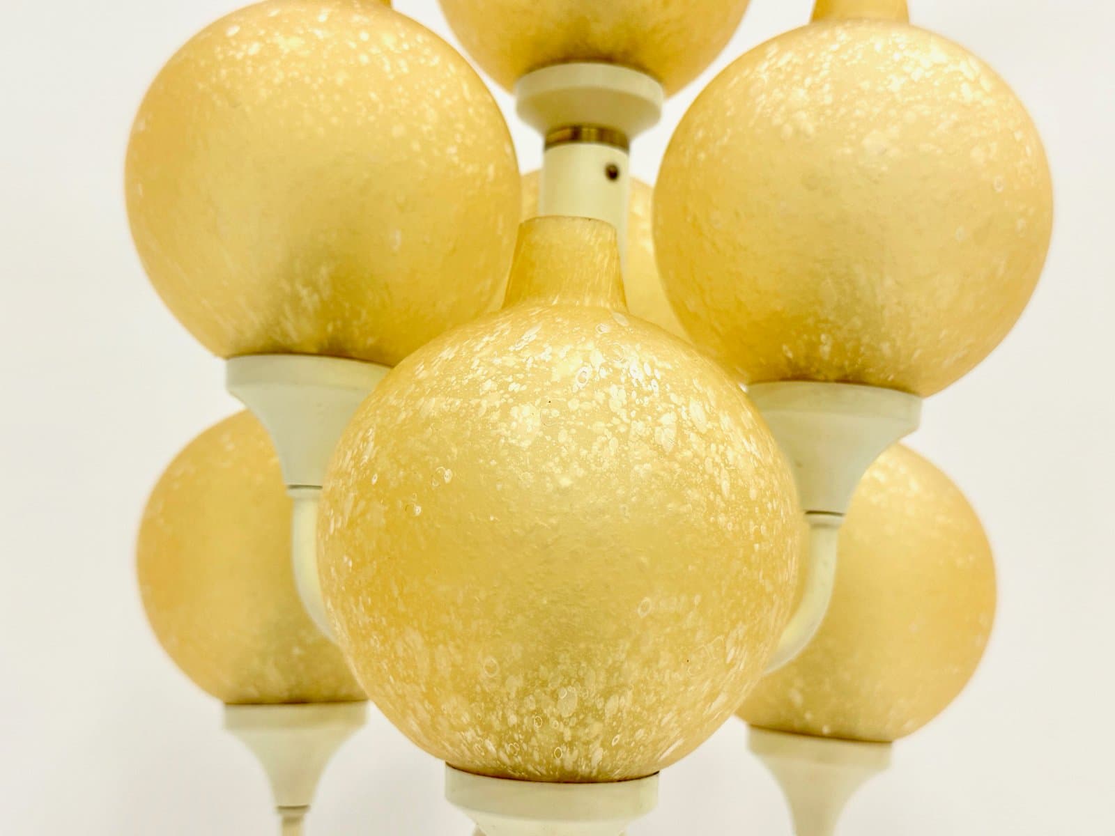 Lampa stołowa Space Age Tulip, szkło bursztynowe, stal kremowa, lata 60. - 155231