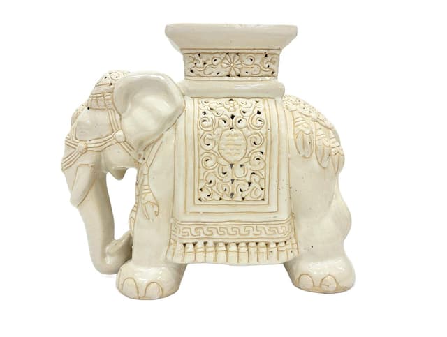 Stojak na kwiaty Słoń, ivory, ceramika, lata 50. - WYMIARY