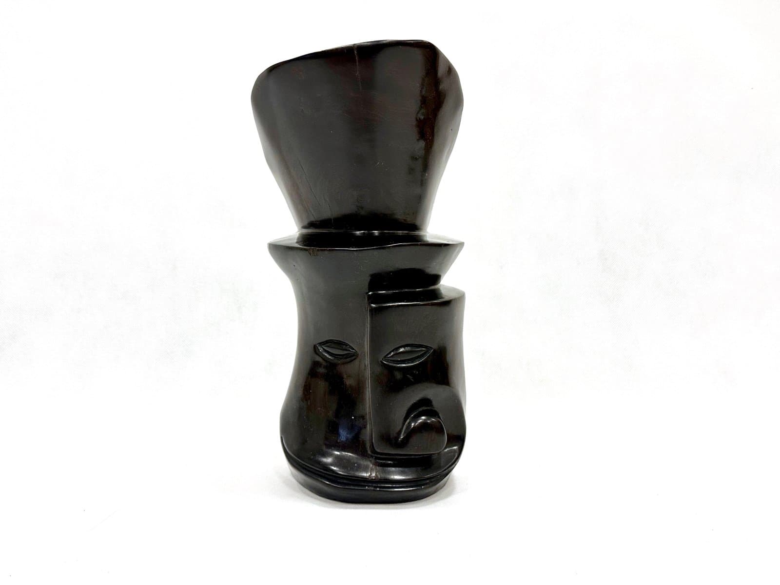 Rzeźba głowy kubistyczna, heban czarny, lata 60. - 155267