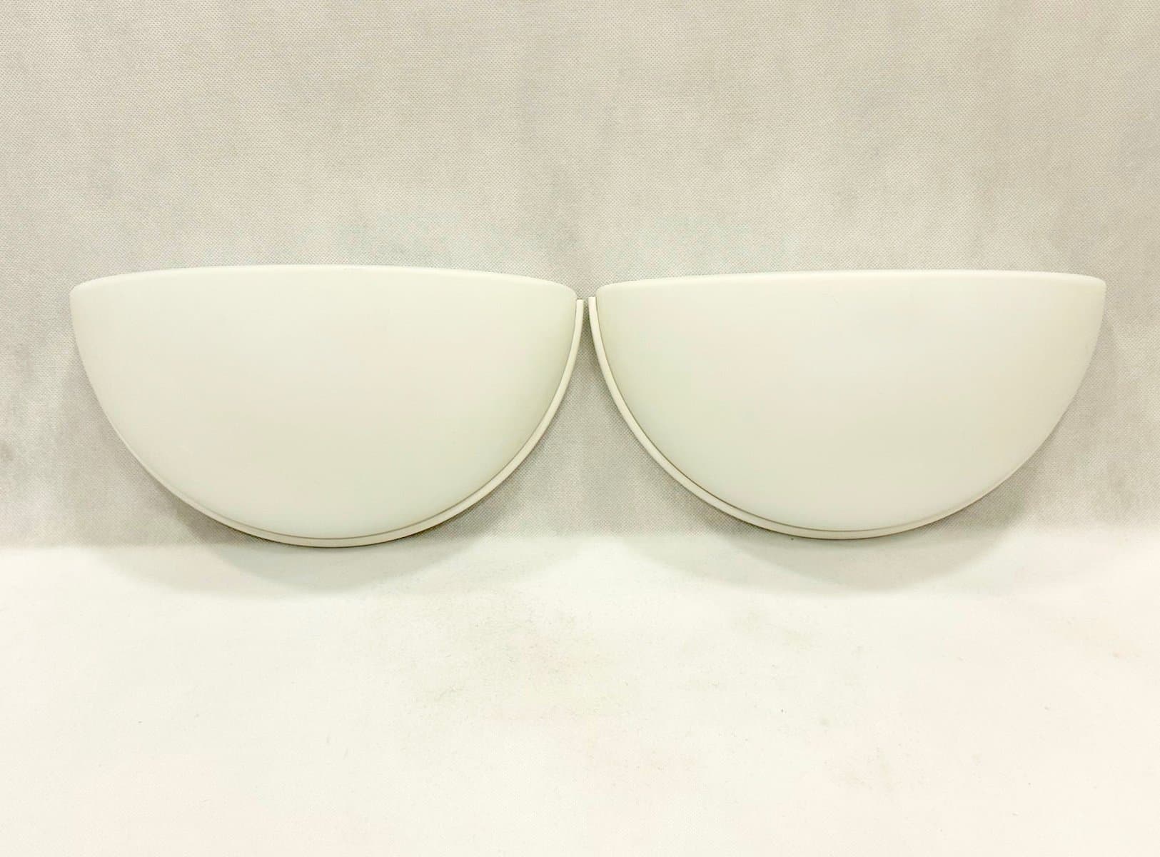 Pair of wall sconces, white milk glass, Limburg, Germany, 1970s - 155273