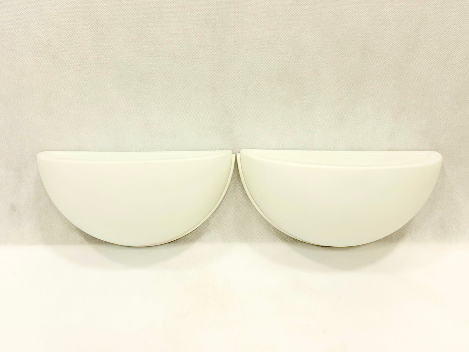 Pair of wall sconces, white milk glass, Limburg, Germany, 1970s - 155278