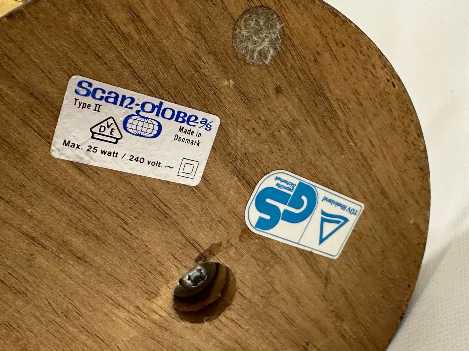 Globus podświetlany, beżowy, metal, plastik, teak, Dania, lata 90. - 155301