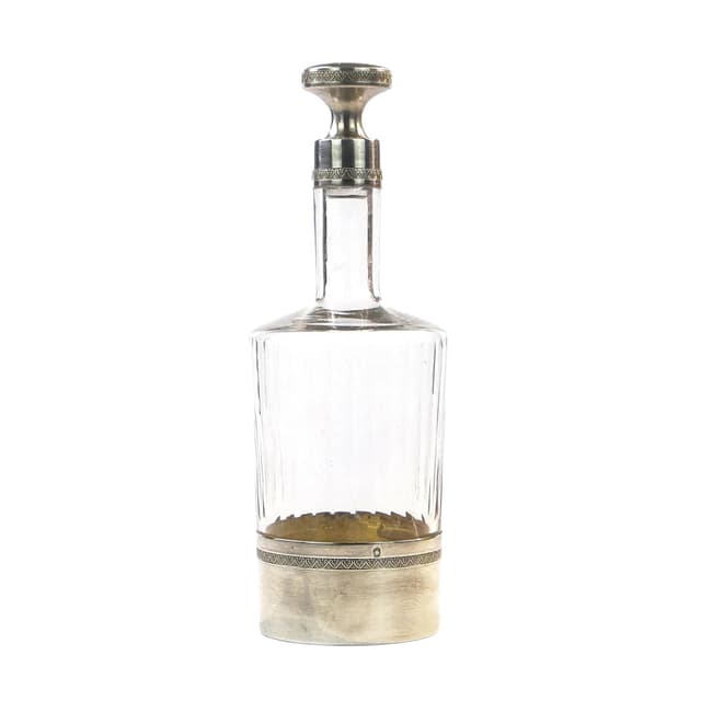 Karafka, kryształ transparentny, srebro, Francja, XIX wiek - WYMIARY