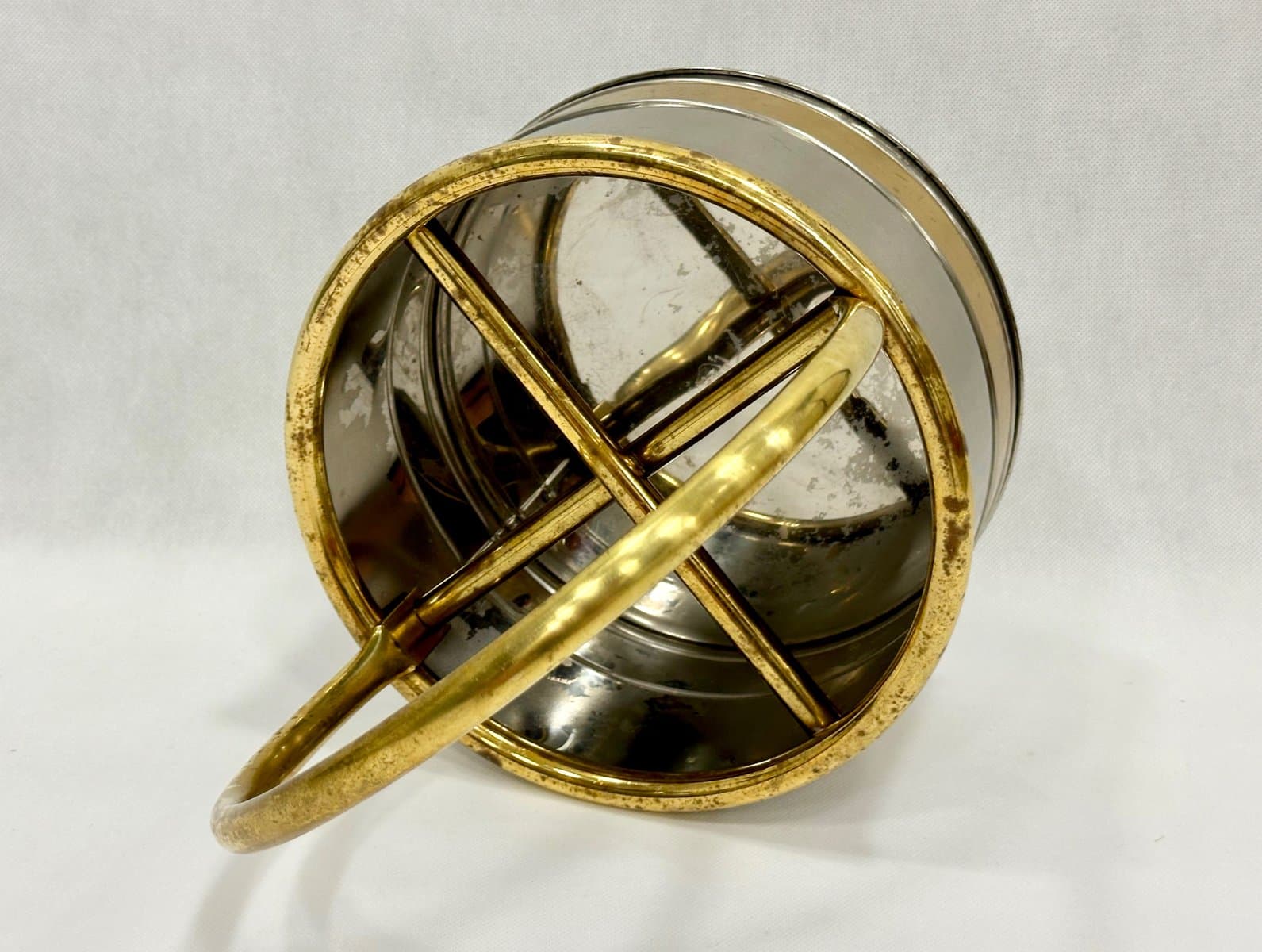 Kosz na butelki, srebrny stal, złoty mosiądz, Holandia, lata 70. - 155391