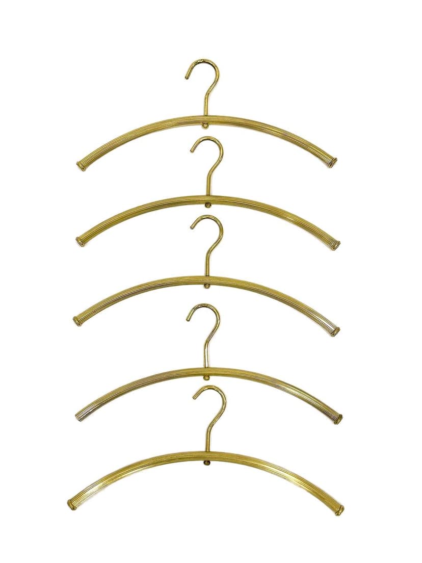 zestaw pięciu wieszaków na ubrania, mosiądz złoty, lata 60.