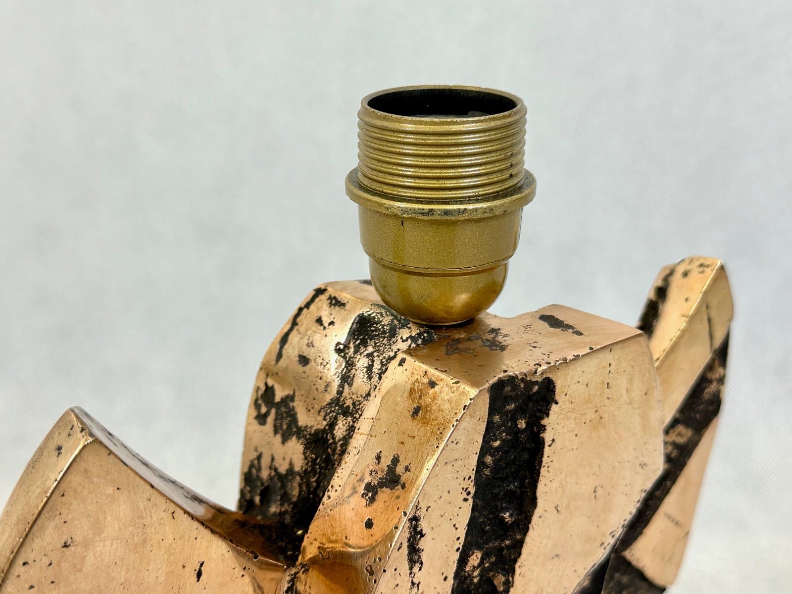 Lampa stołowa Brutalist, bordo, brąz, lata 70. - 155573