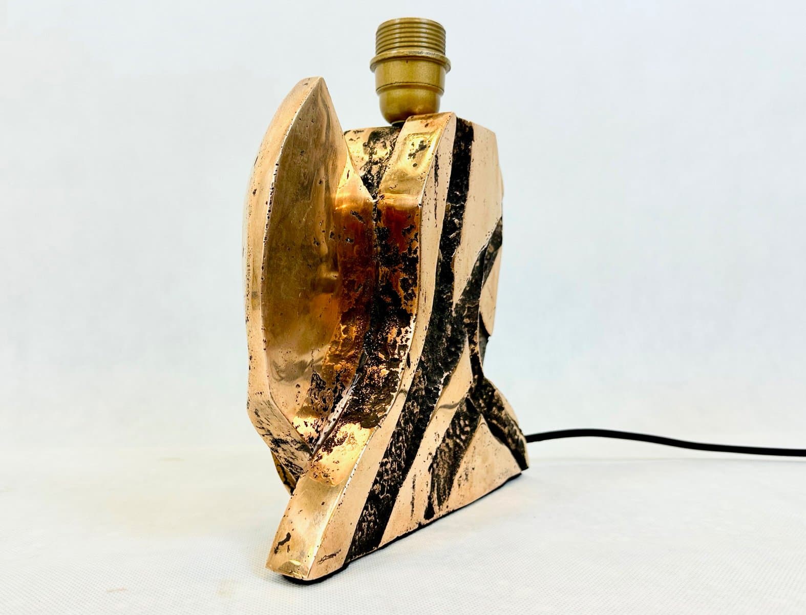 Lampa stołowa Brutalist, bordo, brąz, lata 70. - 155563