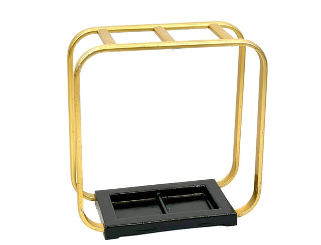 Umbrella stand, golden aluminium, black cast iron, Germany, 1960s. - DIMENSION