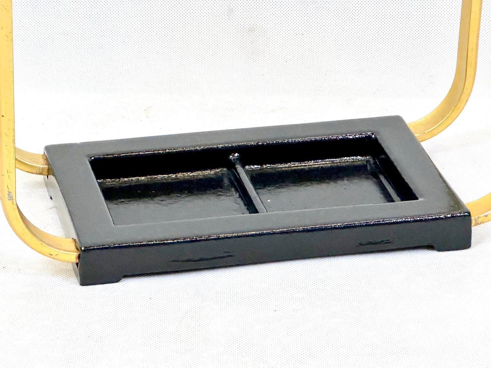 Umbrella stand, golden aluminium, black cast iron, Germany, 1960s. - 155595