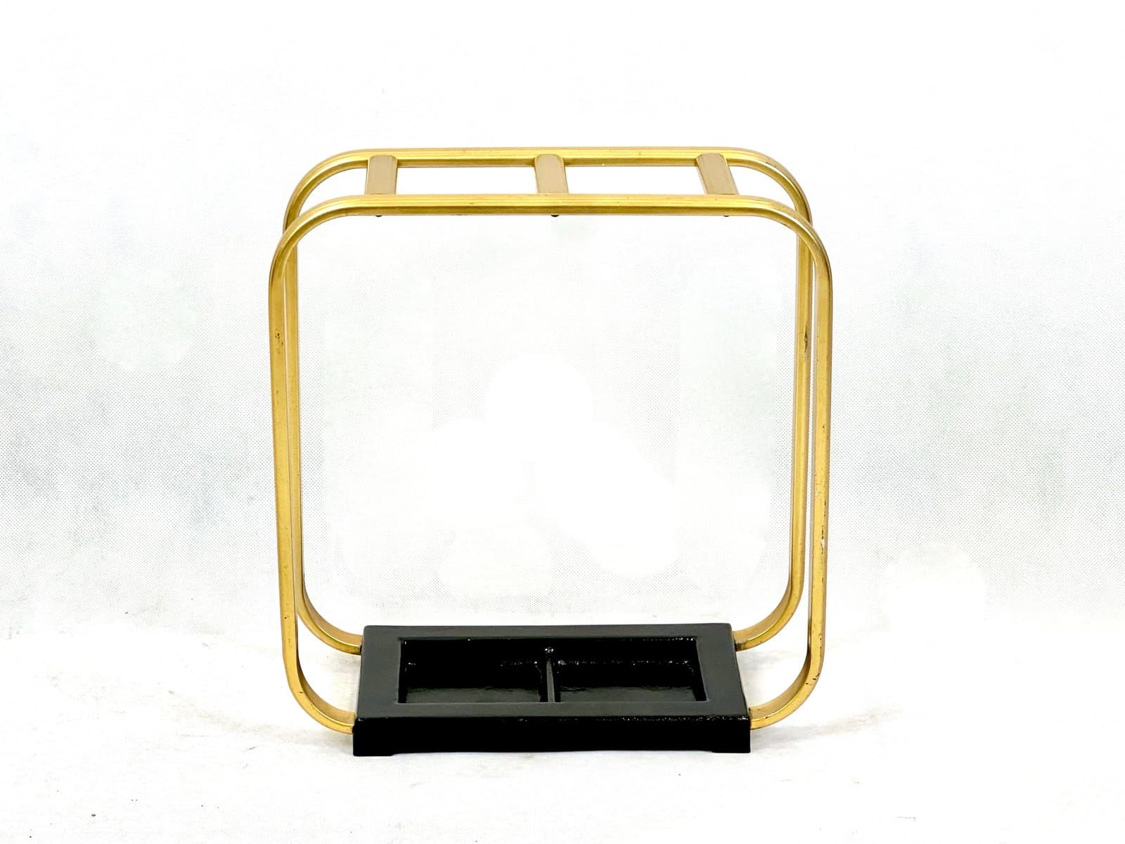 Umbrella stand, golden aluminium, black cast iron, Germany, 1960s. - 155591