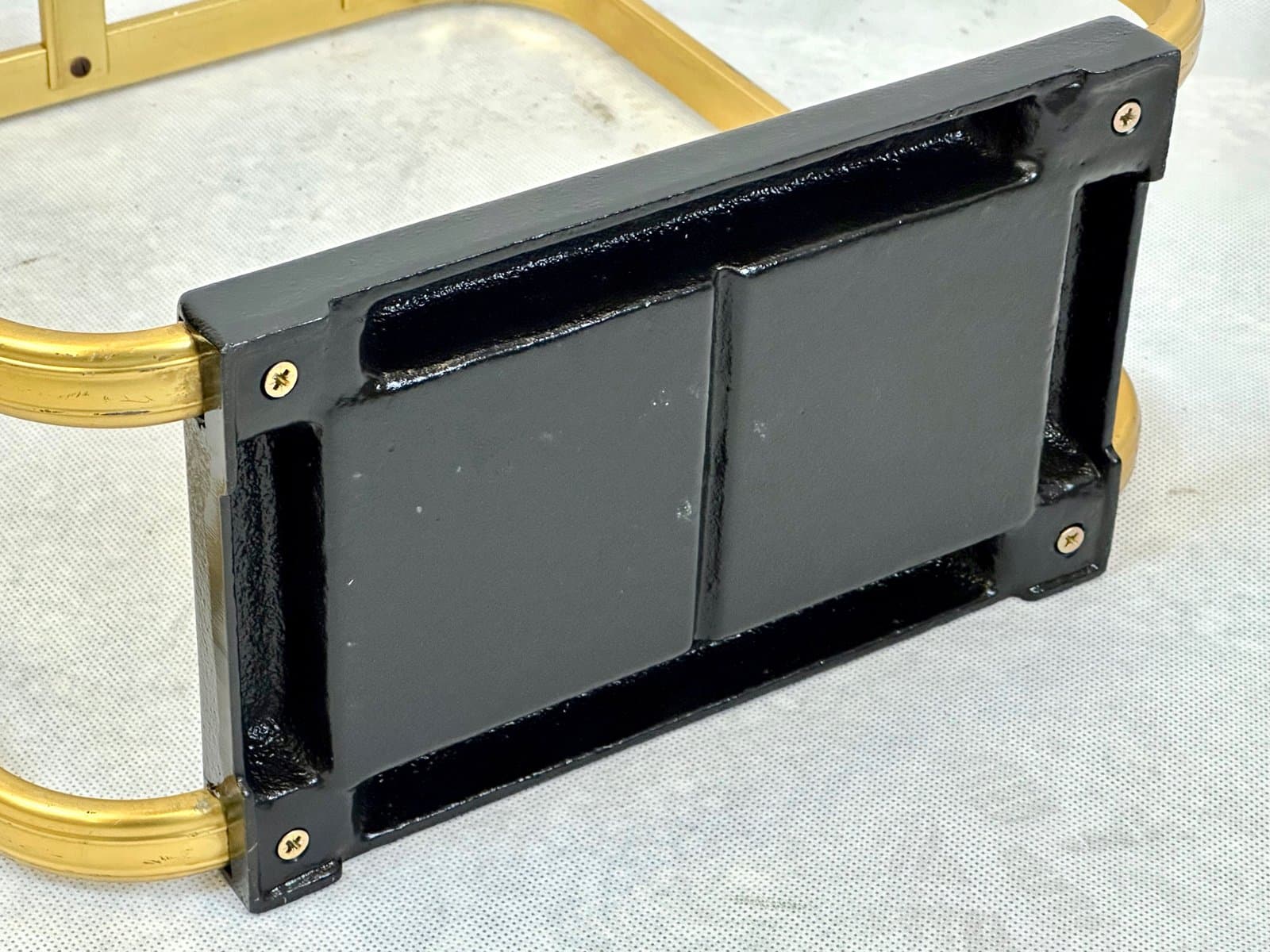 Umbrella stand, golden aluminium, black cast iron, Germany, 1960s. - 155597