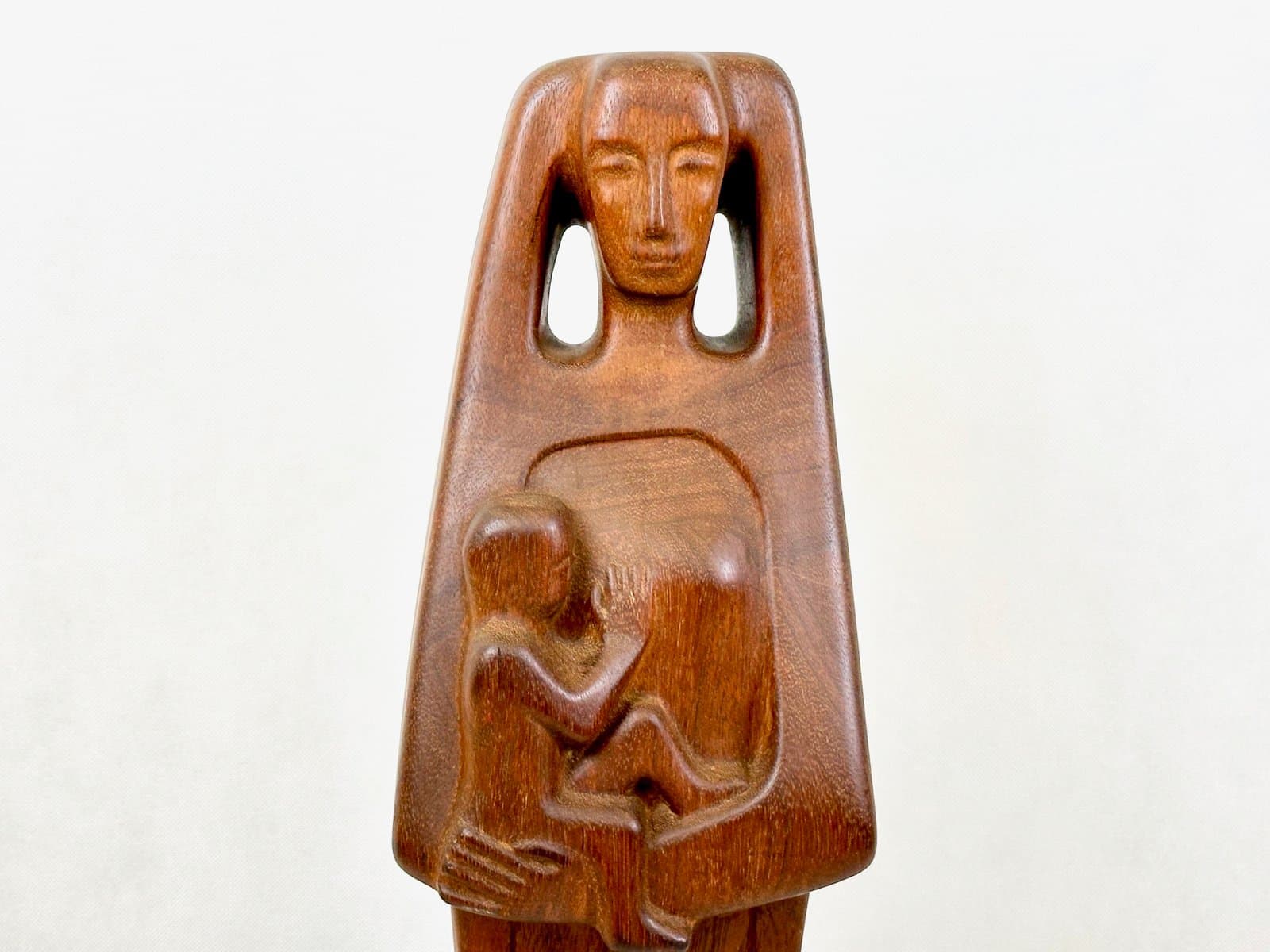 Sculpture Madonna with Child, dark brown teak, 1970s - 155612