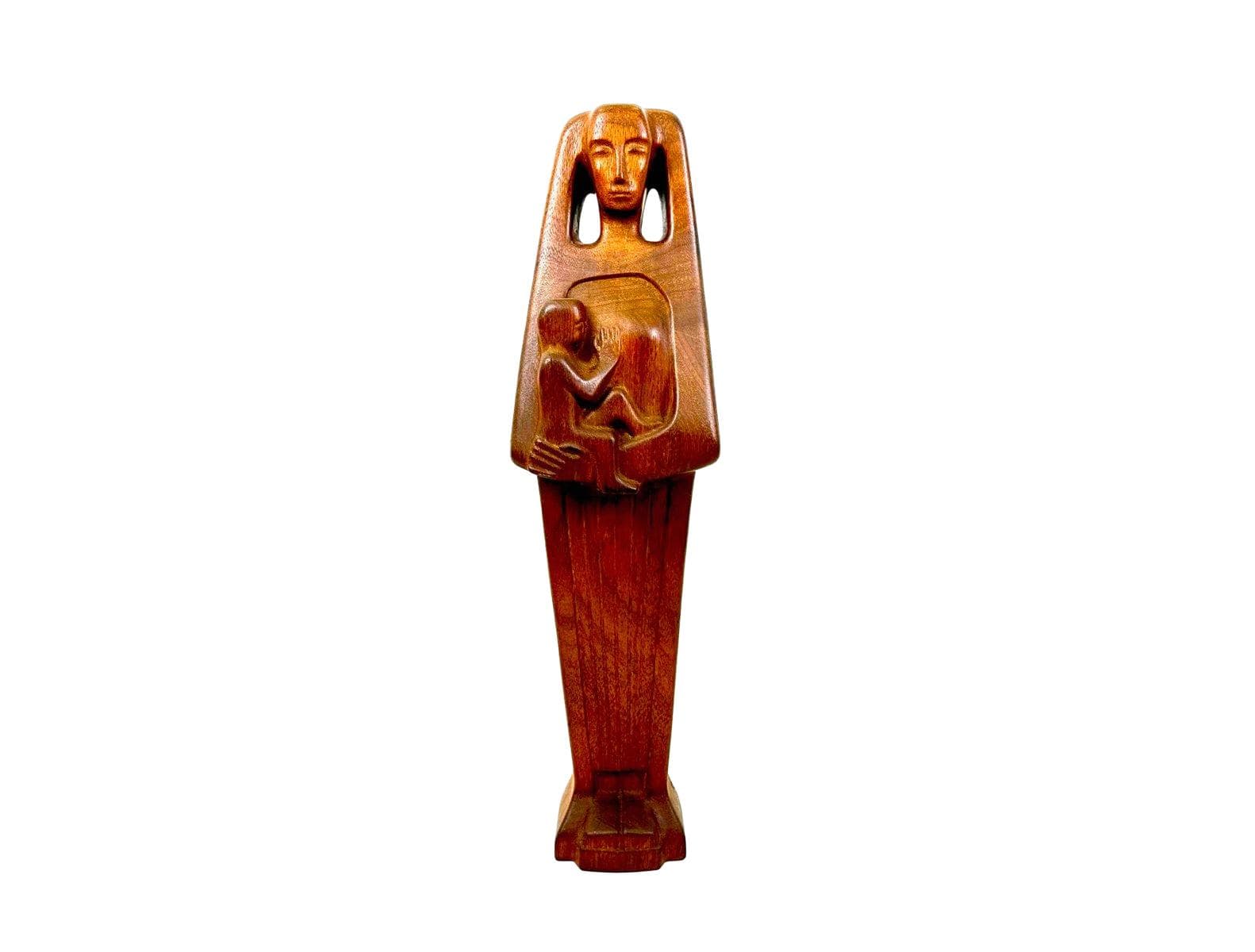 Sculpture Madonna with Child, dark brown teak, 1970s