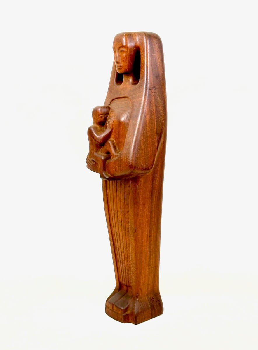 Sculpture Madonna with Child, dark brown teak, 1970s - 155610