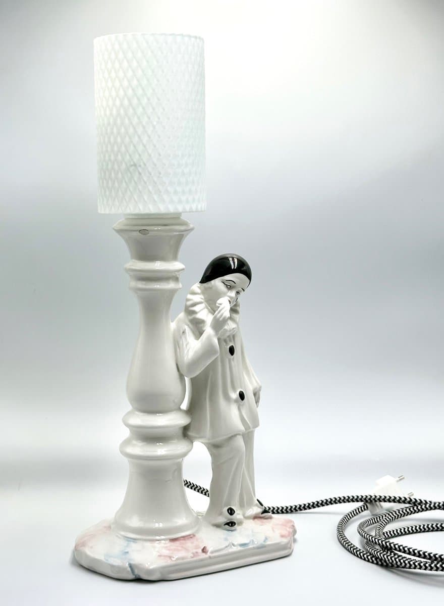 Lampa stołowa Perriot, biała, ceramika, lata 60. - 155631