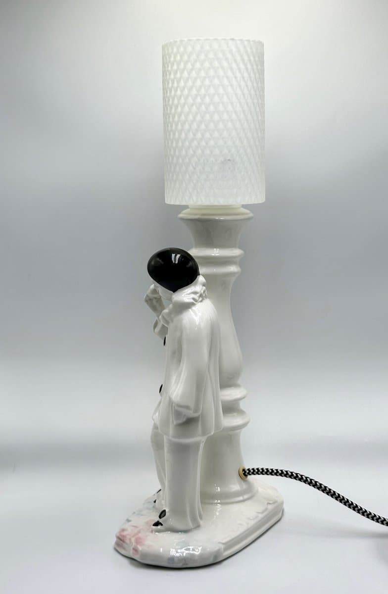 Lampa stołowa Perriot, biała, ceramika, lata 60. - 155637