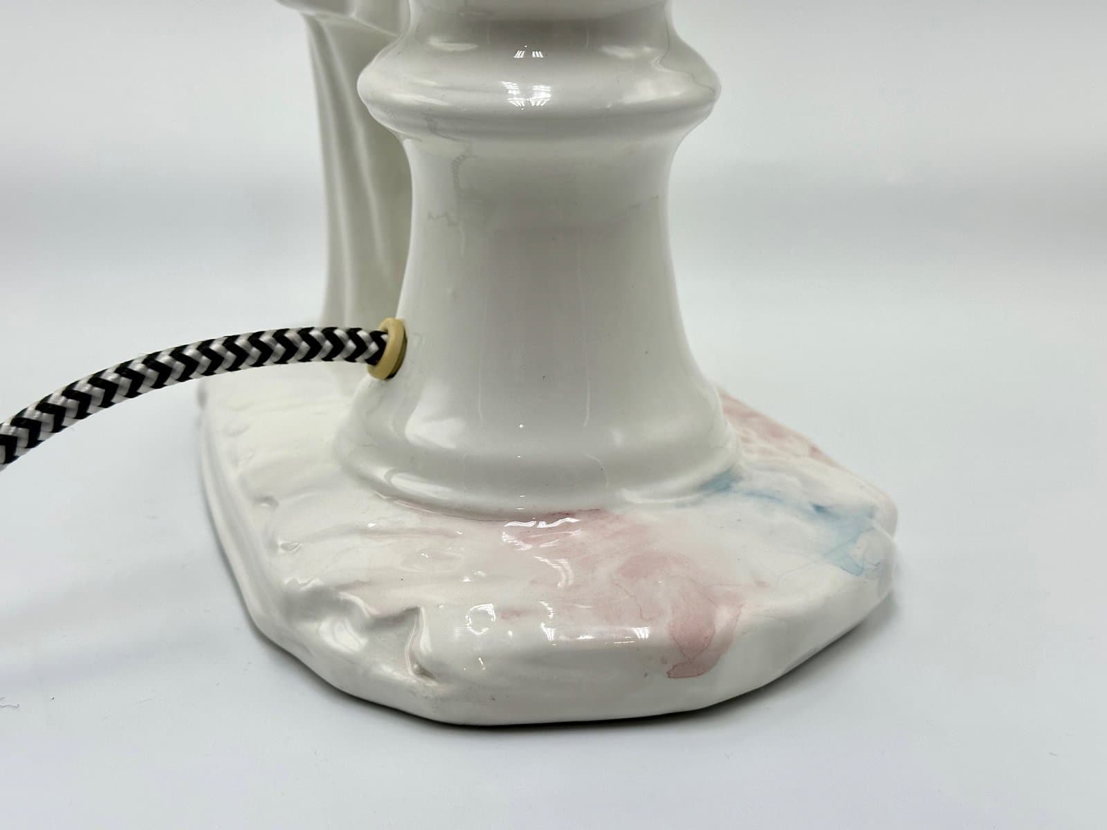 Lampa stołowa Perriot, biała, ceramika, lata 60. - 155633