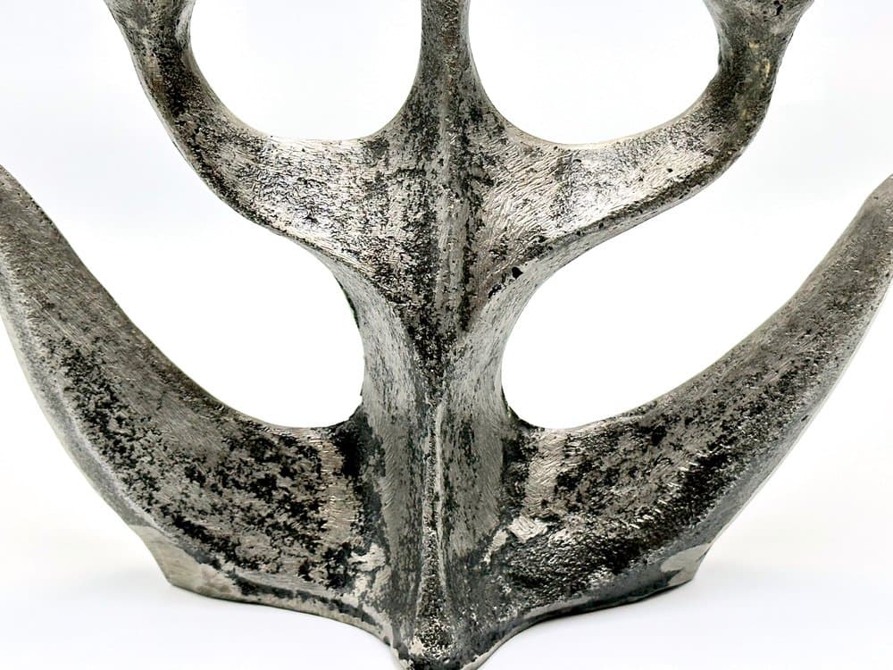 Świecznik Brutalist, żeliwo srebrne, proj. H. Dalbeck, Niemcy, lata 70. - 155692