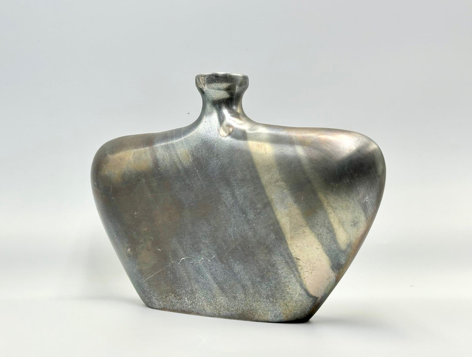 Butelka płaska, srebrny, aluminium, lata 70. - 155756