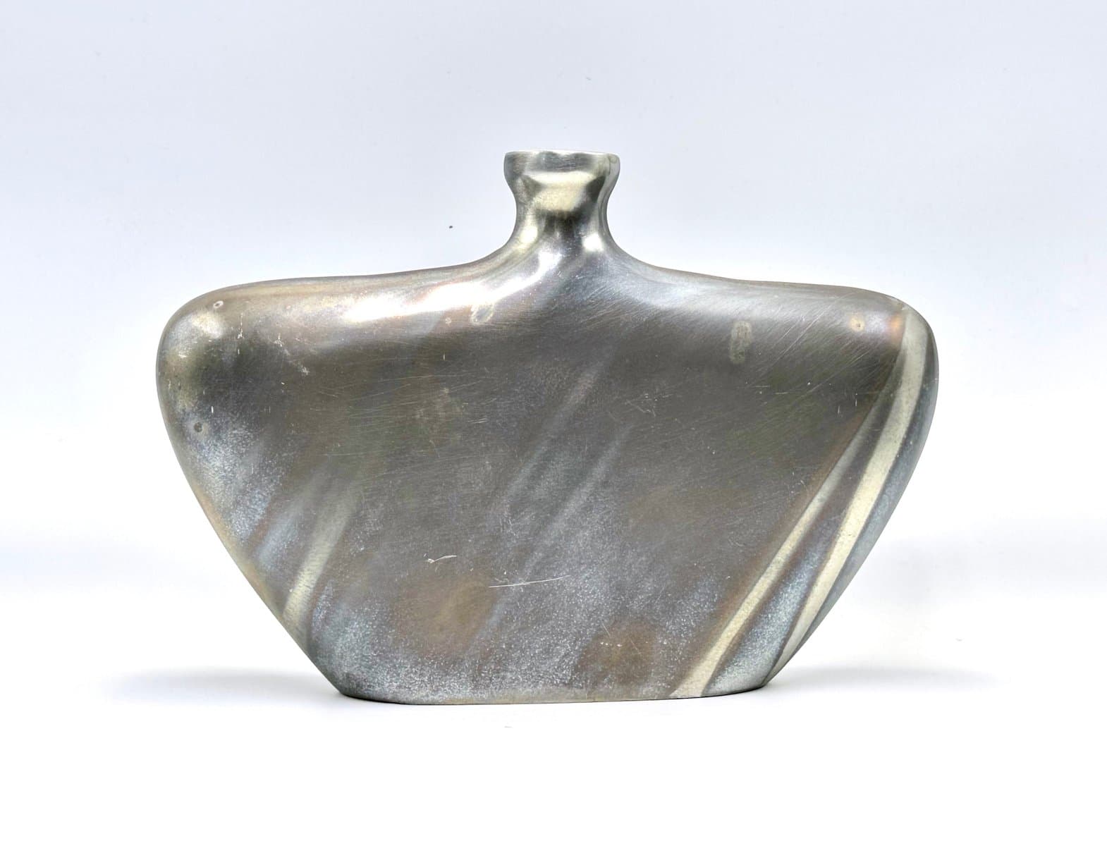 Butelka płaska, srebrny, aluminium, lata 70. - 155758