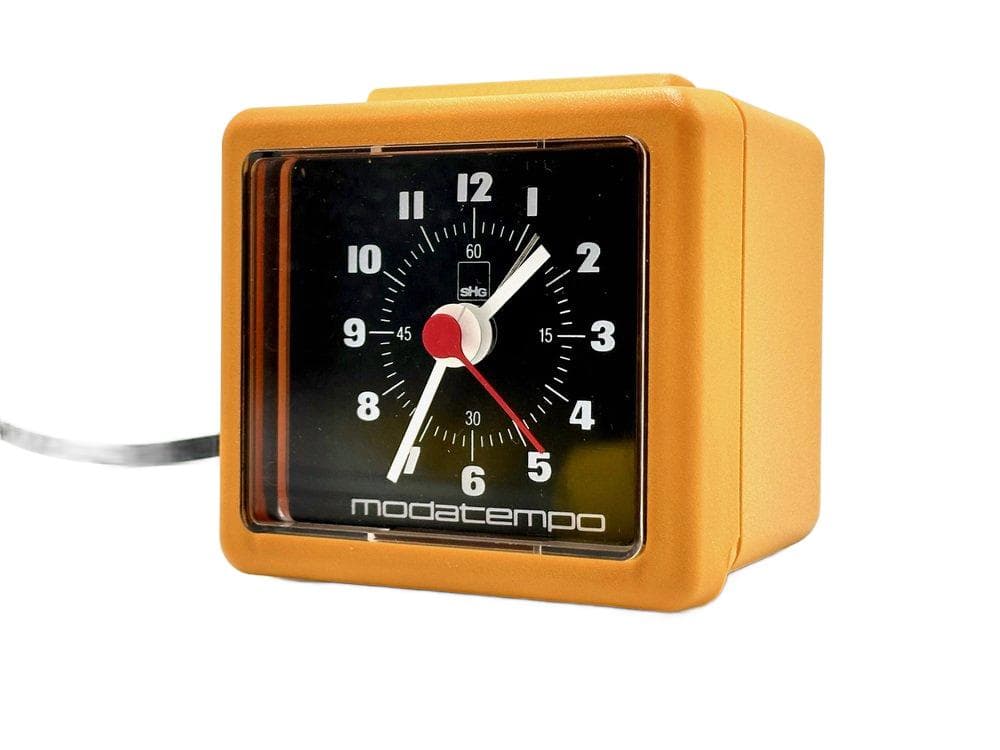 Table Clock Modatempo, orange plastic, Germany, 1980s.