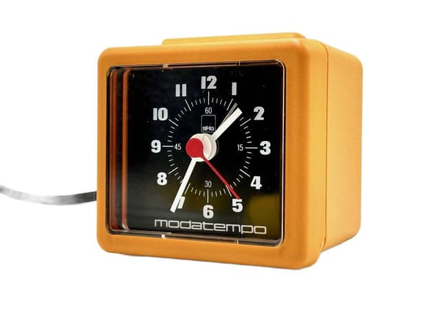 Table Clock Modatempo, orange plastic, Germany, 1980s. - DIMENSION