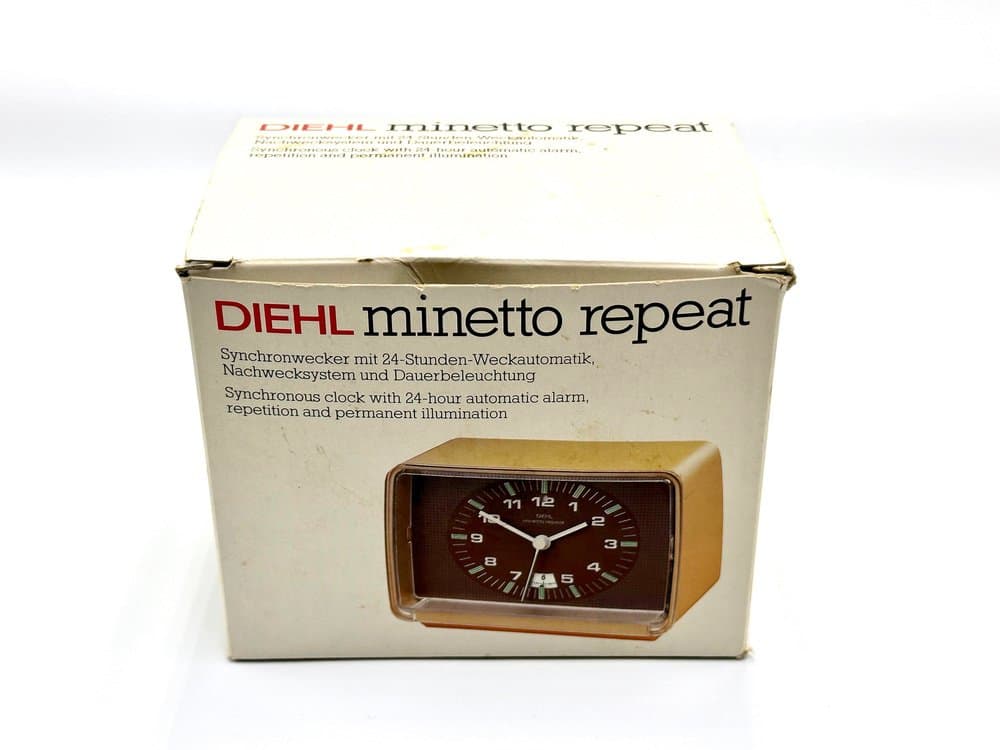 Zegar stołowy Minetto Repeat, plastik kość słoniowa, Niemcy, lata 80. - 155778