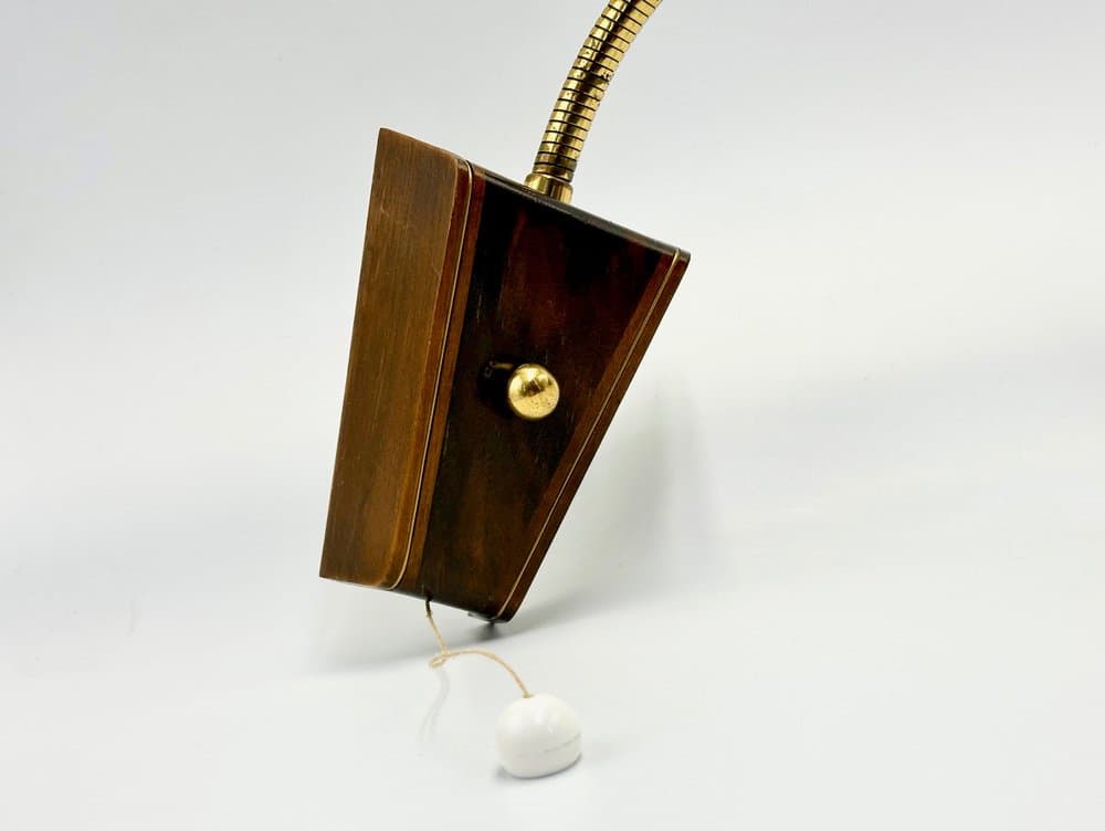 Sconce Scandinavian, brown, teak, brass, glass, Denmark, 1960s. - 155827