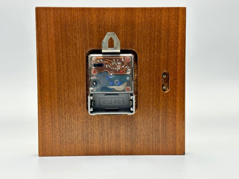 Zegar ścienny, teak brązowy, mosiądz złoty, Niemcy, lata 60. - 155843