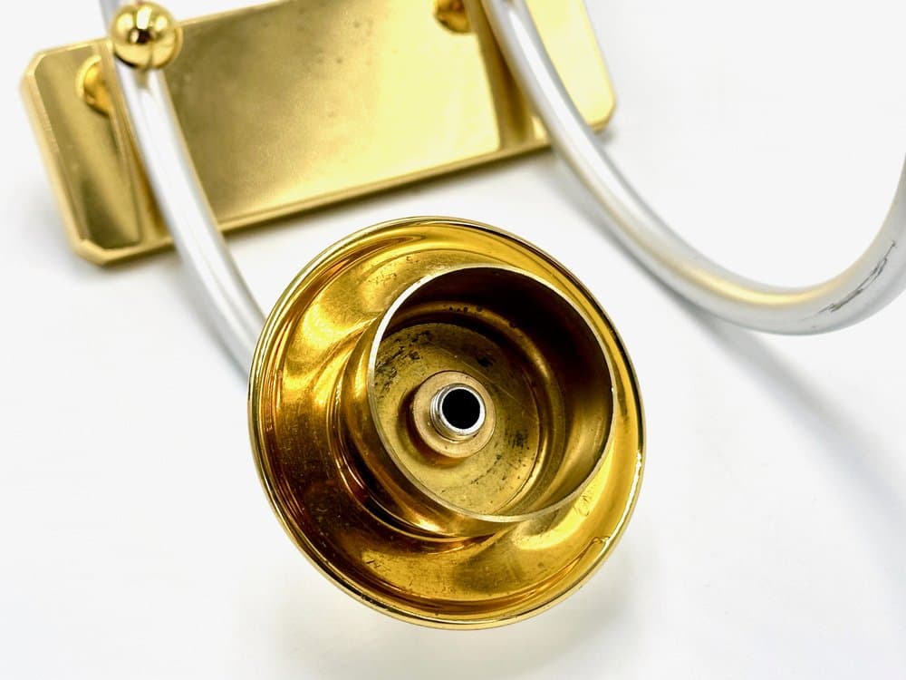 Candleholder Postmodern, silver aluminum, gold brass, Germany, 1980s. - 155855