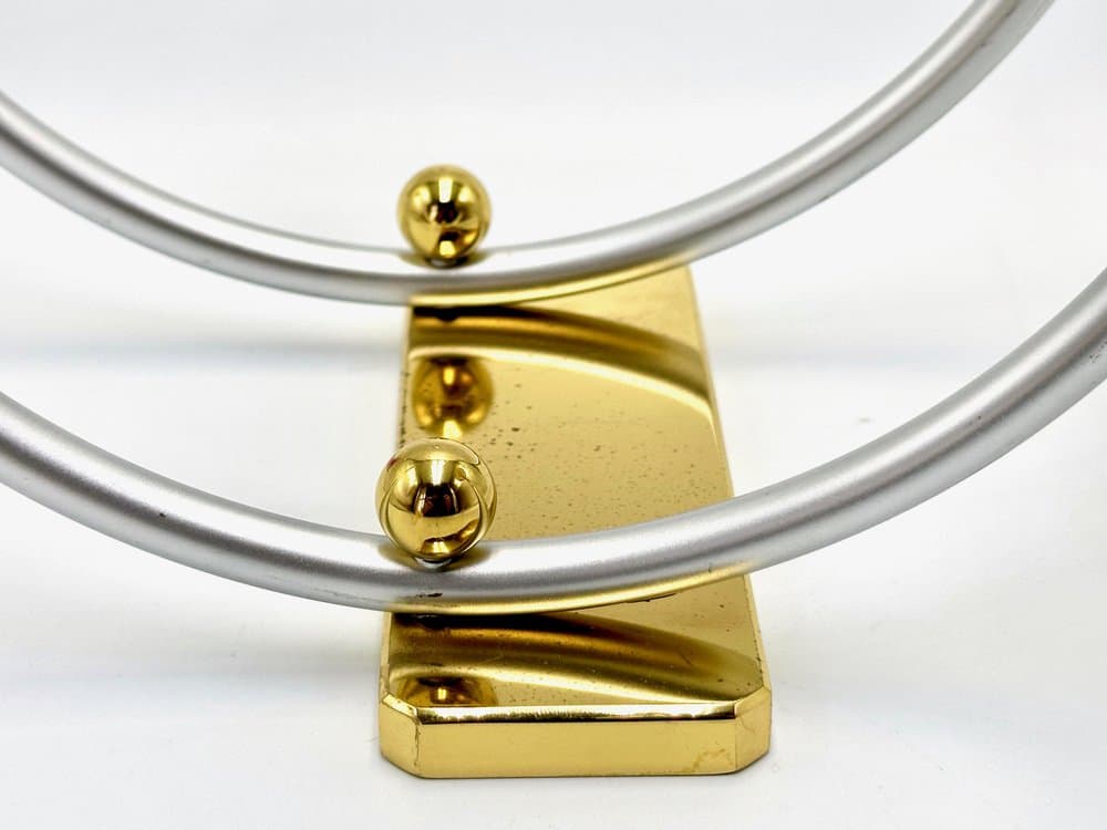 Candleholder Postmodern, silver aluminum, gold brass, Germany, 1980s. - 155854