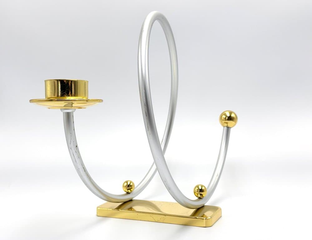 Candleholder Postmodern, silver aluminum, gold brass, Germany, 1980s. - 155852