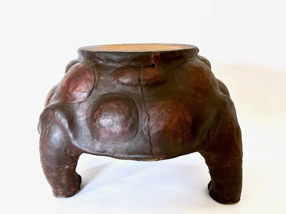 Figura żółwia, brązowy, skóra naturalna, lata 60. - 155887