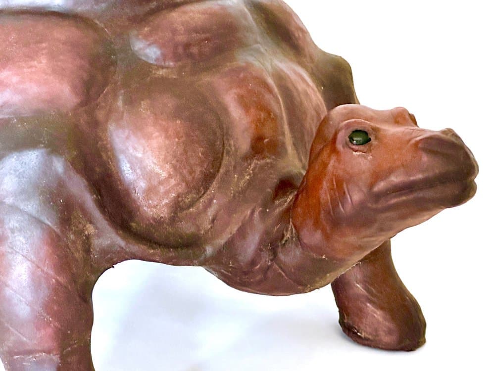 Figura żółwia, brązowy, skóra naturalna, lata 60. - 155882