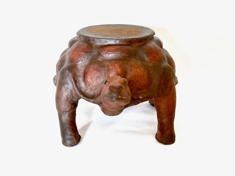 Figura żółwia, brązowy, skóra naturalna, lata 60. - 155884