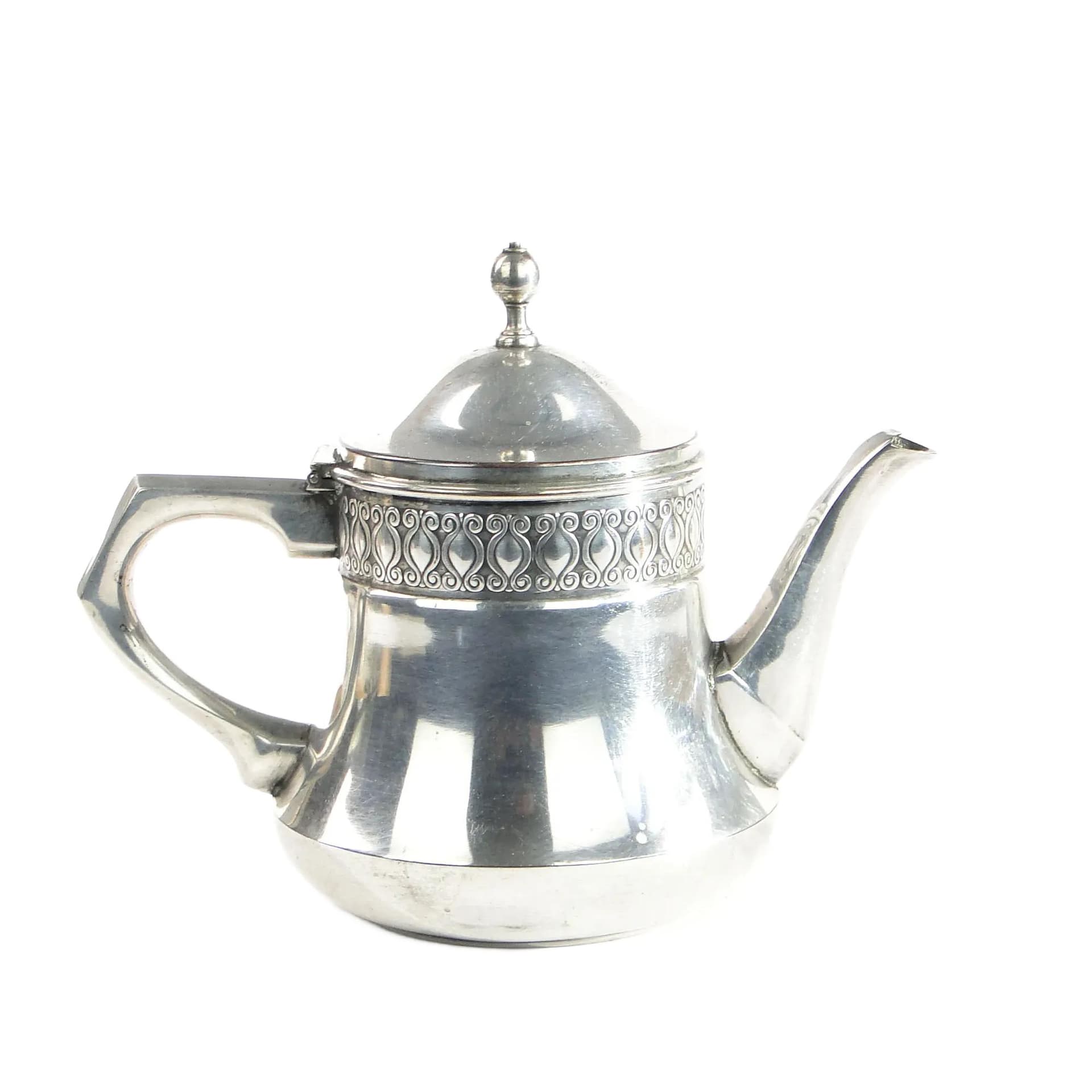 Imbryk secesyjny, mosiądz posrebrzany srebrny, WMF, Niemcy, początek XX w.