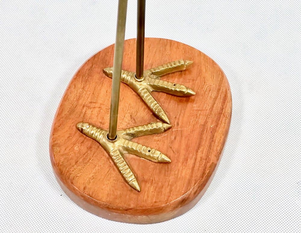 Heron figurine, brown teak, golden brass, Denmark, 1960s - 155930