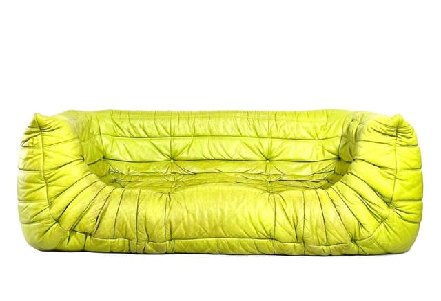 Sofa trzyosobowa Togo, zielony, skóra, proj. M. Ducaroy, Ligne Roset, Francja, 2010s - WYMIARY