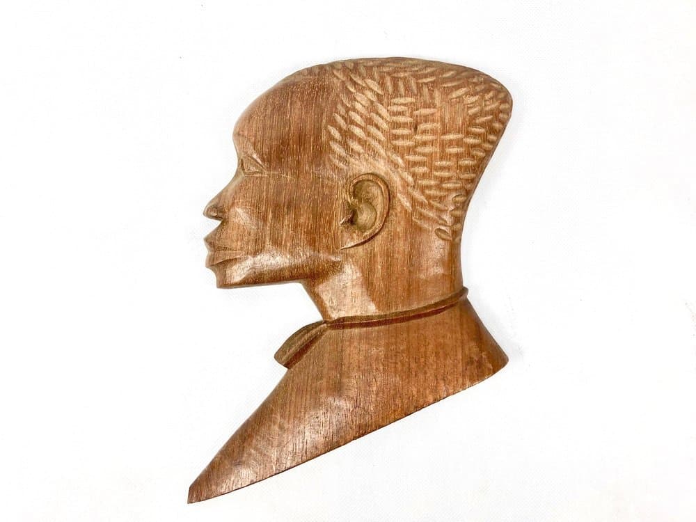 para rzeźb ściennych, African, brąz jasny, teak, lata 60. - 156051