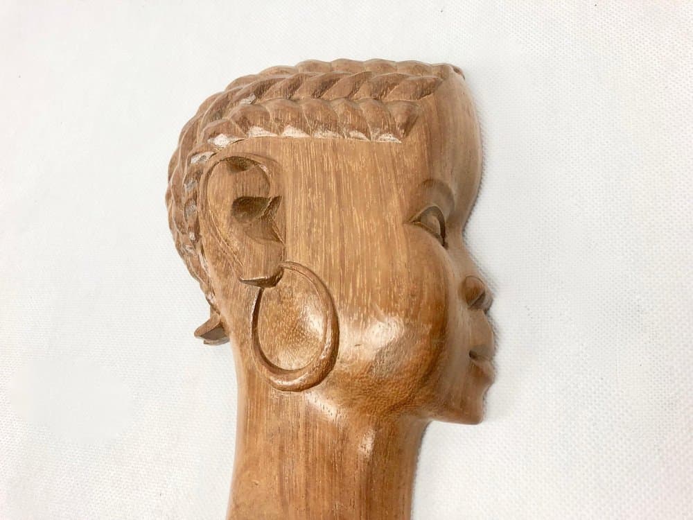para rzeźb ściennych, African, brąz jasny, teak, lata 60. - 156049