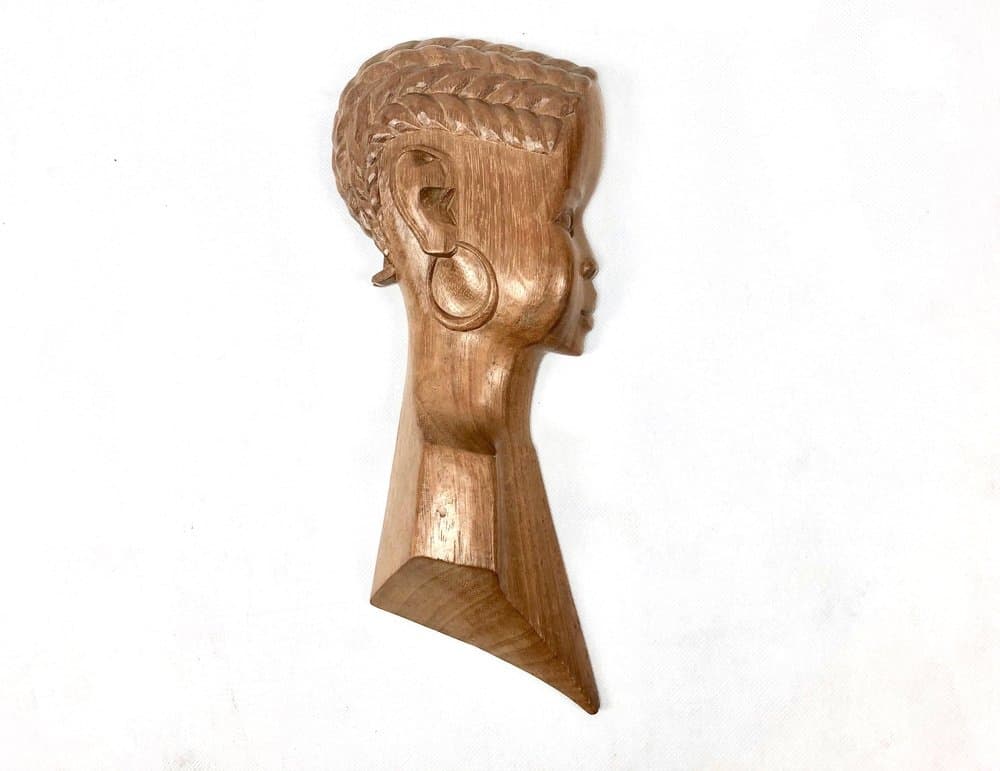 para rzeźb ściennych, African, brąz jasny, teak, lata 60. - 156048