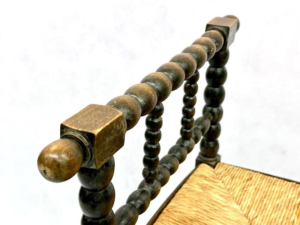 Bench Jacobean, black ebonised oak, beige rush, Netherlands, 19th c. - 156135