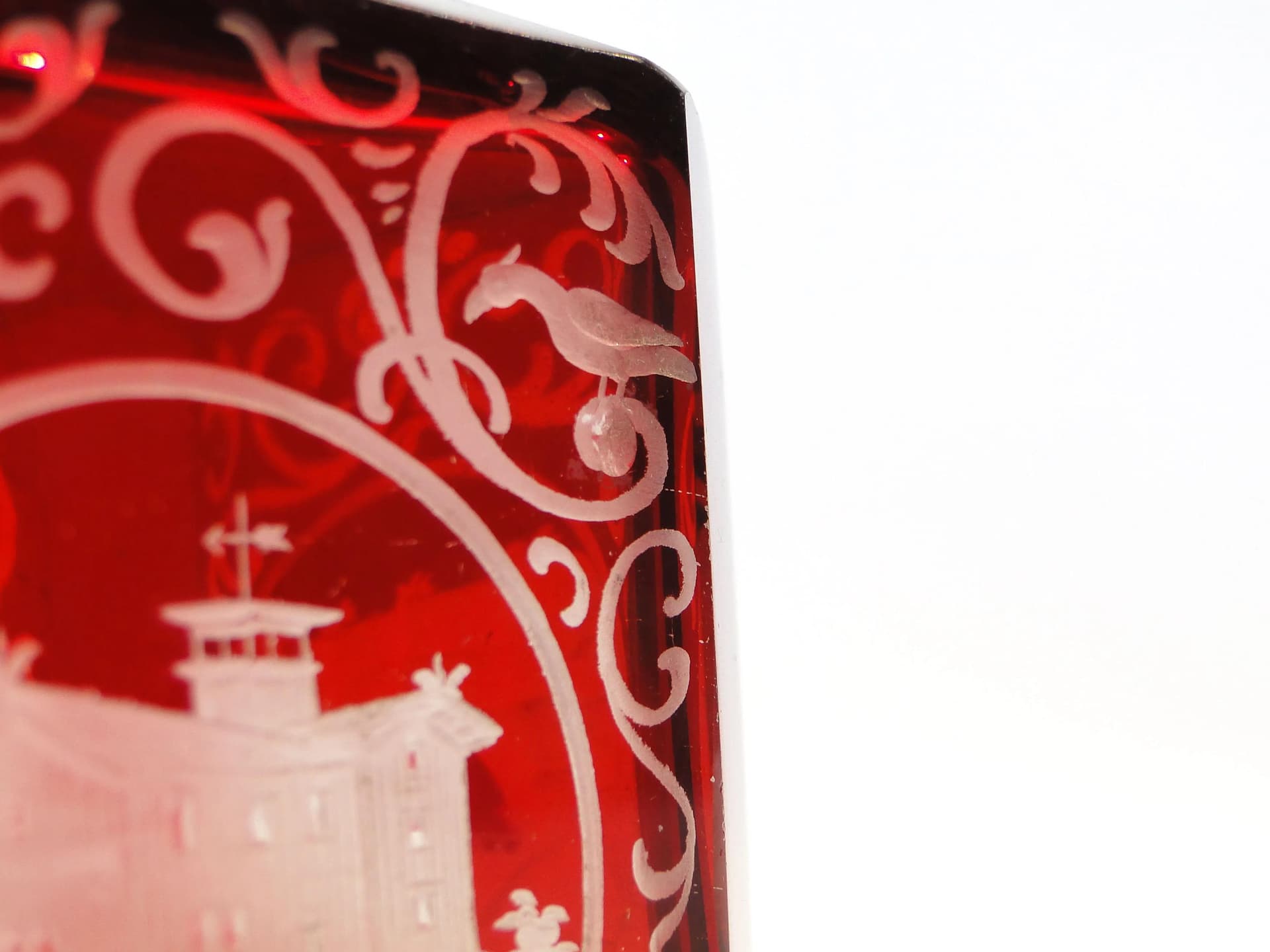 Tea caddy Biedermeier, ruby glass, Prussia, Germany, 19th c. - 9672