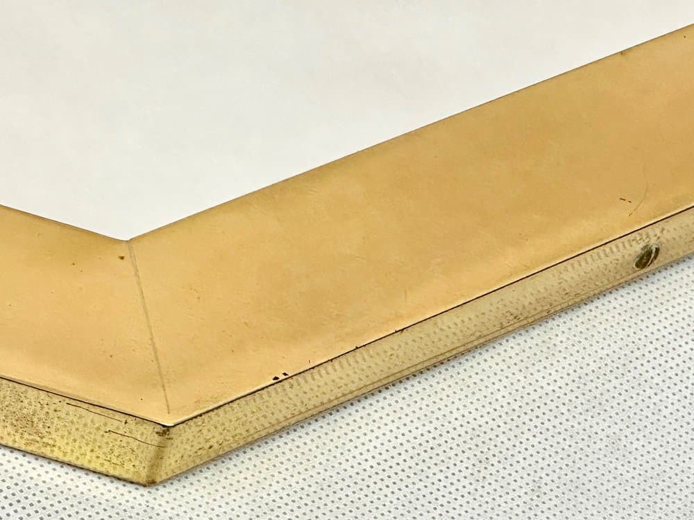 Lustro ośmiokątne, mosiądz złoty, Belgia, lata 70. - 156157