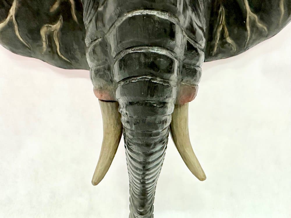 Wall sculpture, elephant head, black wood, Indonesia, 1970s - 156169